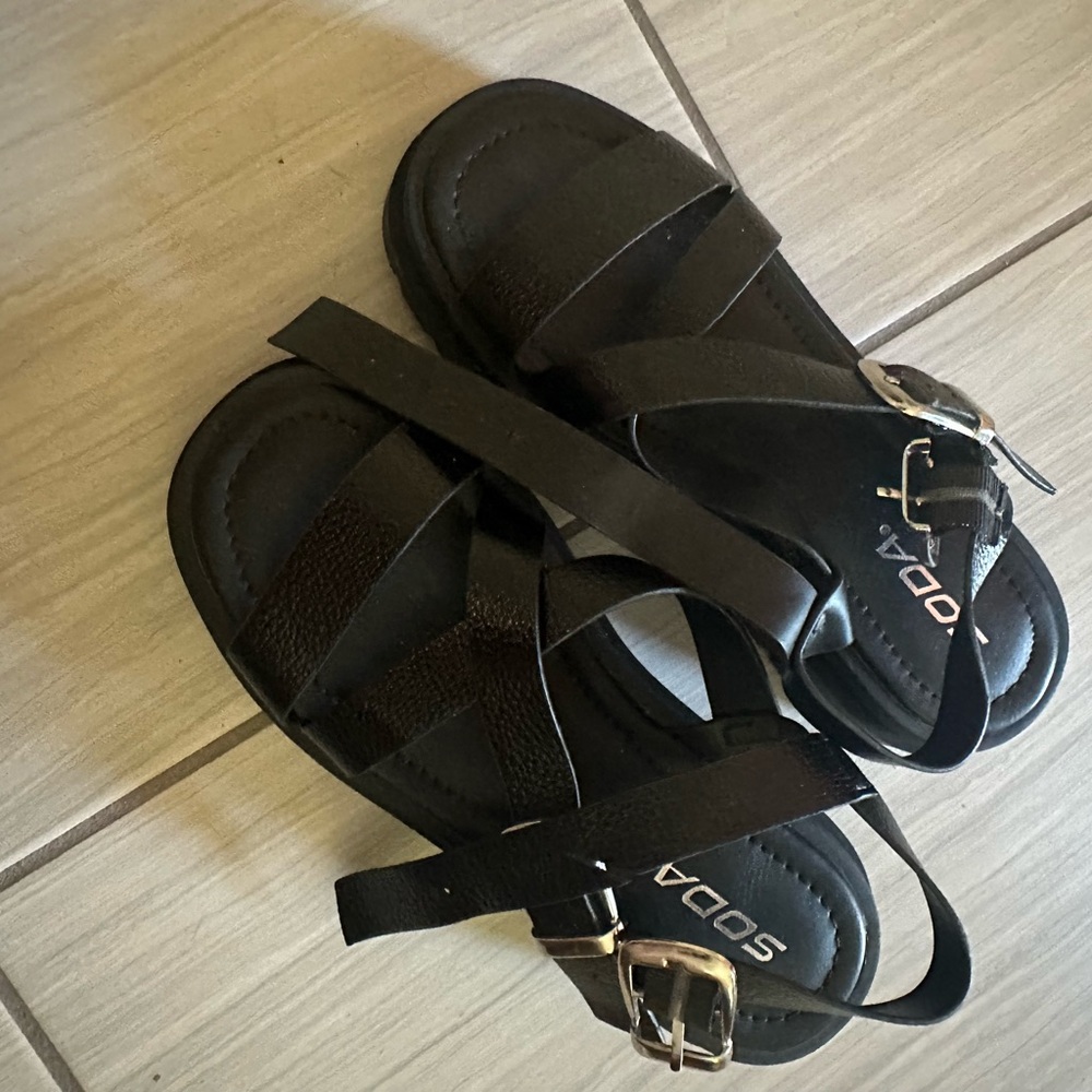 Chunky Black Strap Sandals